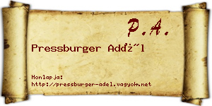 Pressburger Adél névjegykártya